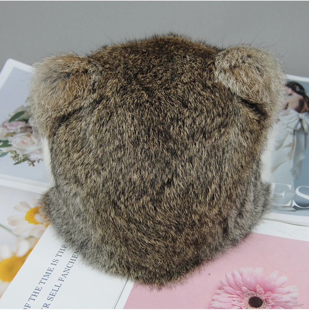 Luxury Real Fur Hat Cat Ears