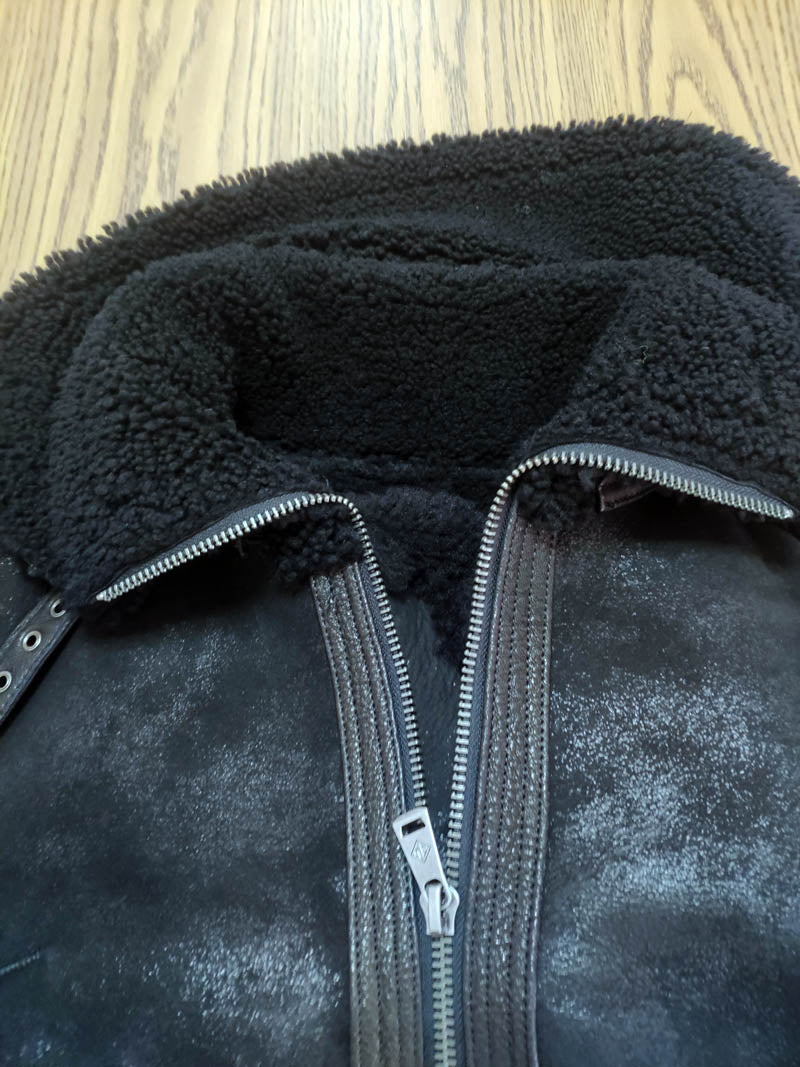 Double Collar Genuine Leather Coats Real Fur Shearling