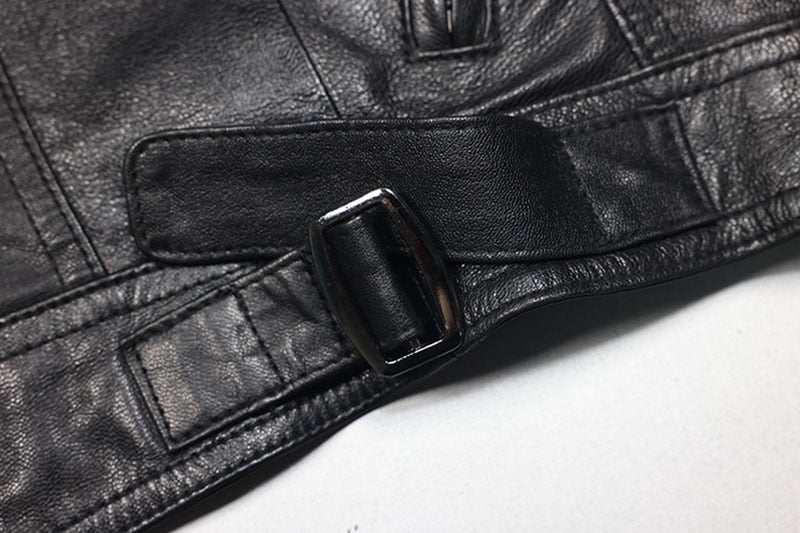 Genuine Leather Short Slim Moto Jacket