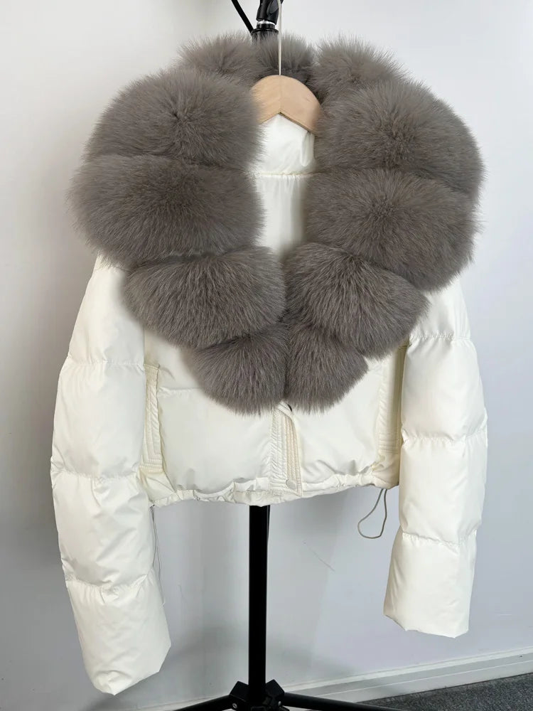 Real Fur Parkas Duck Down Short Puffer Jackets