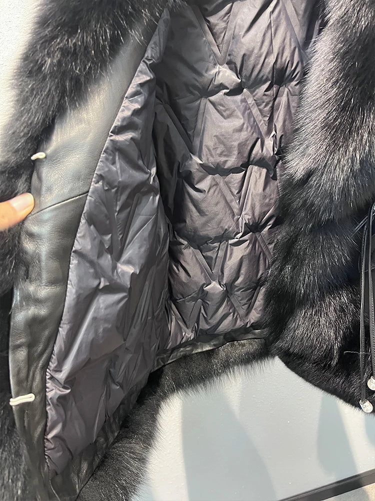 Genuine Leather Coats Real Fur Goose Down