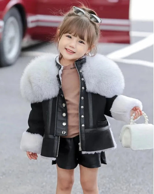 Genuine Leather Coats Real Shearling Fox Fur