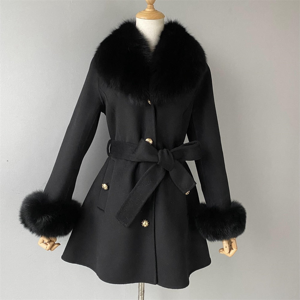 Cashmere Coats Real Fur Collar & Cuffs