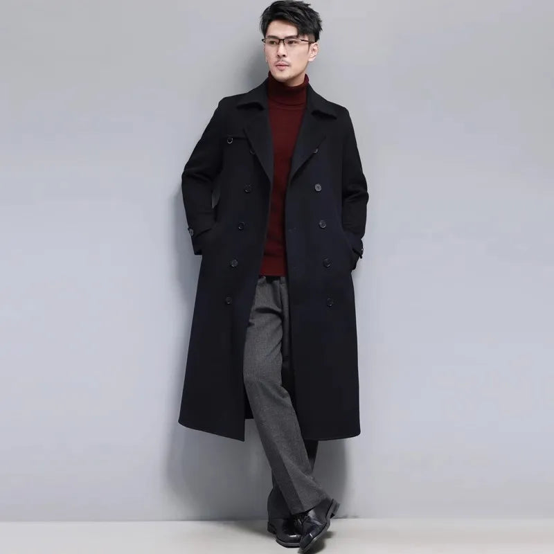 Double Faced Wool Blends Long Trench Coats