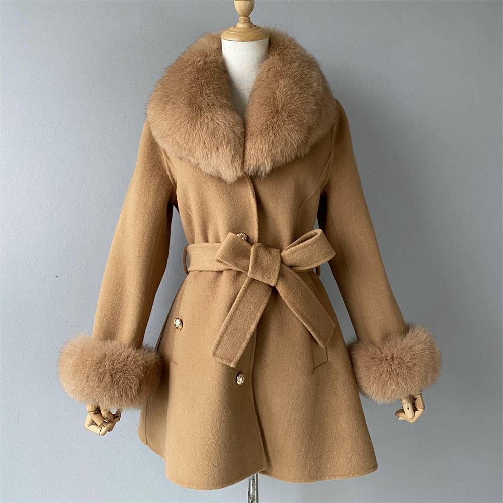 Cashmere Coats Real Fur Collar & Cuffs