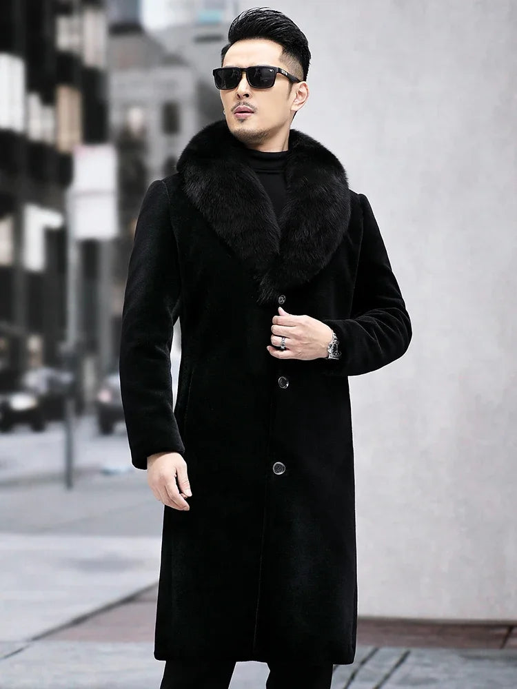 Big Fur Collar Long Down Wool Coats