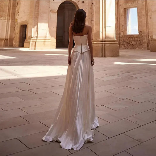 Strapless Backless Pleated Temperament Maxi Dress