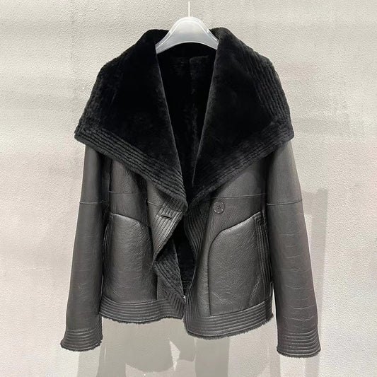 Genuine Leather Jackets Black Shearling Coats