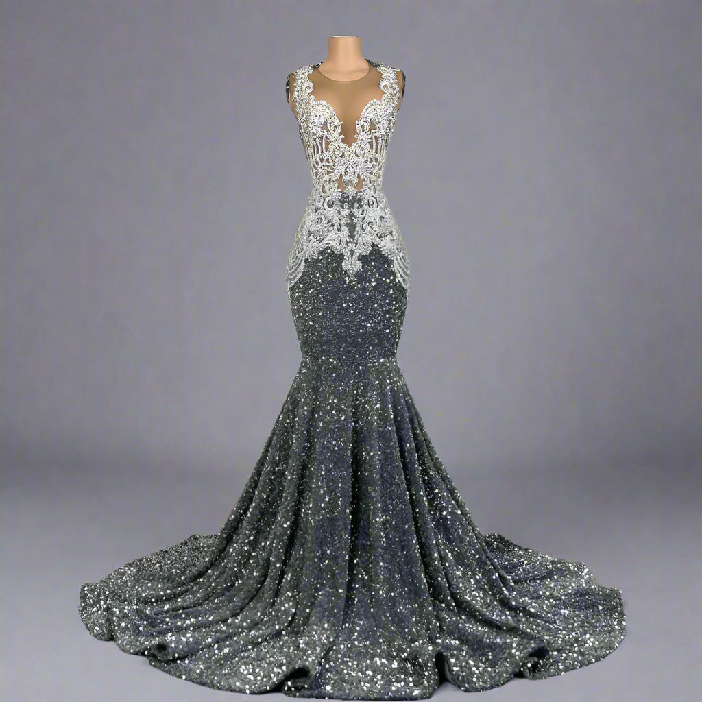 Beaded Crystal Sparkly Sequin Mermaid Gowns