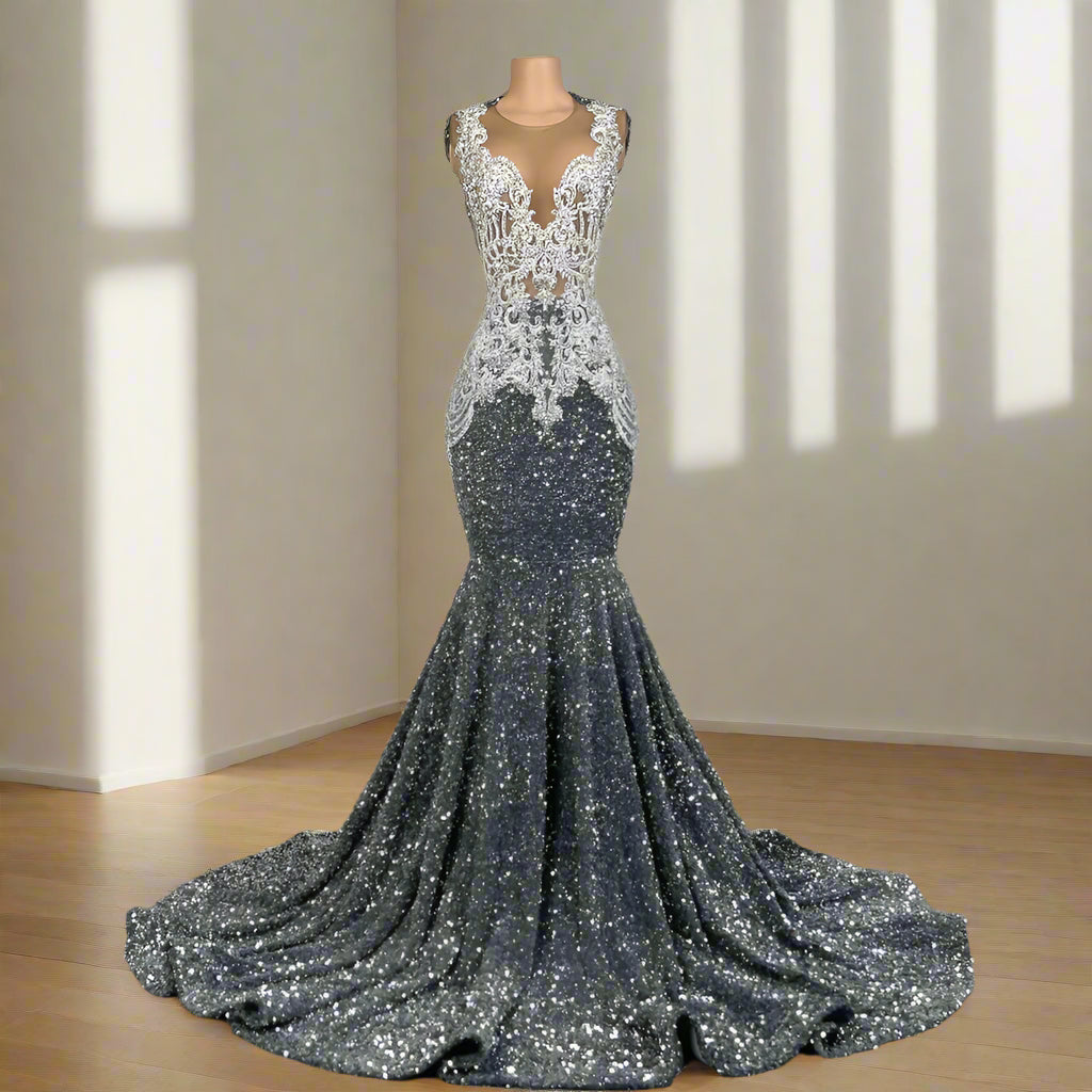 Beaded Crystal Sparkly Sequin Mermaid Gowns