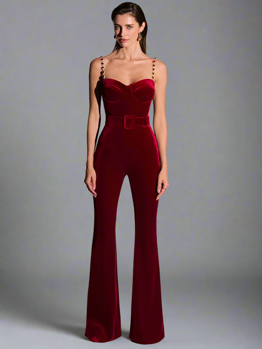 Velvet Diamonds Straps Sleeveless Jumpsuits