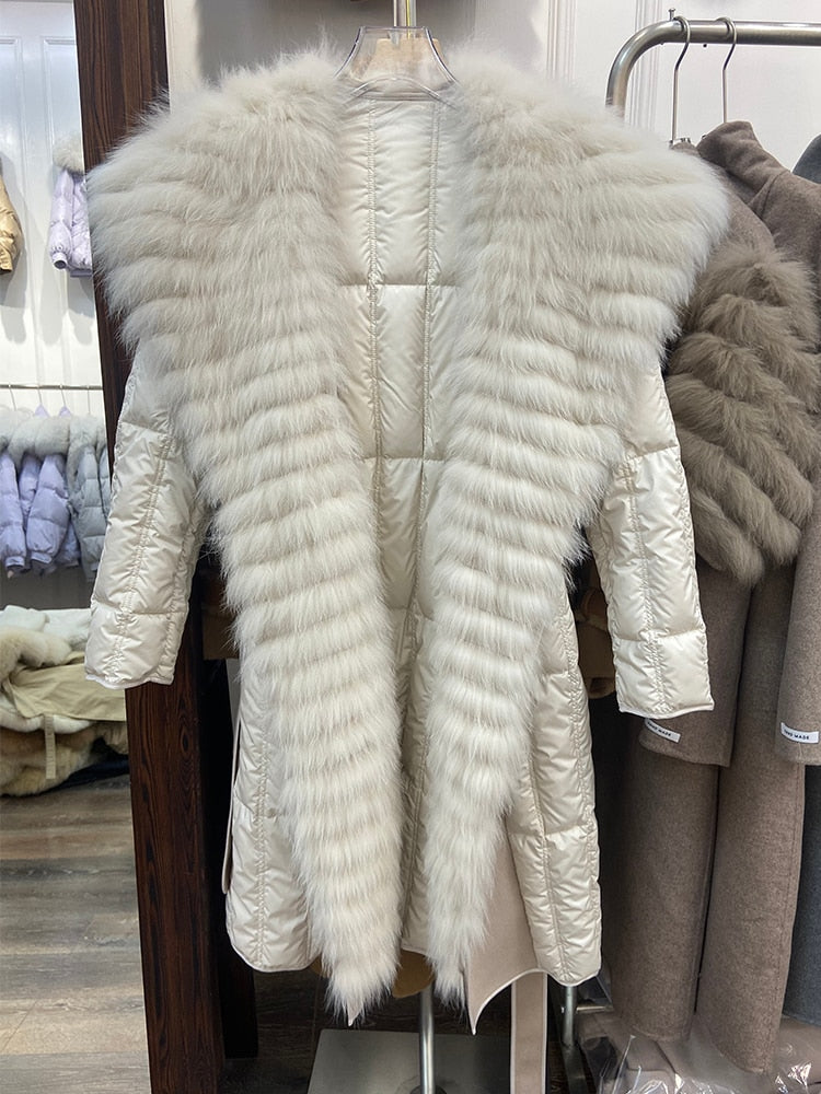 Real Fur Big Collar Goose Down Puffer Coats