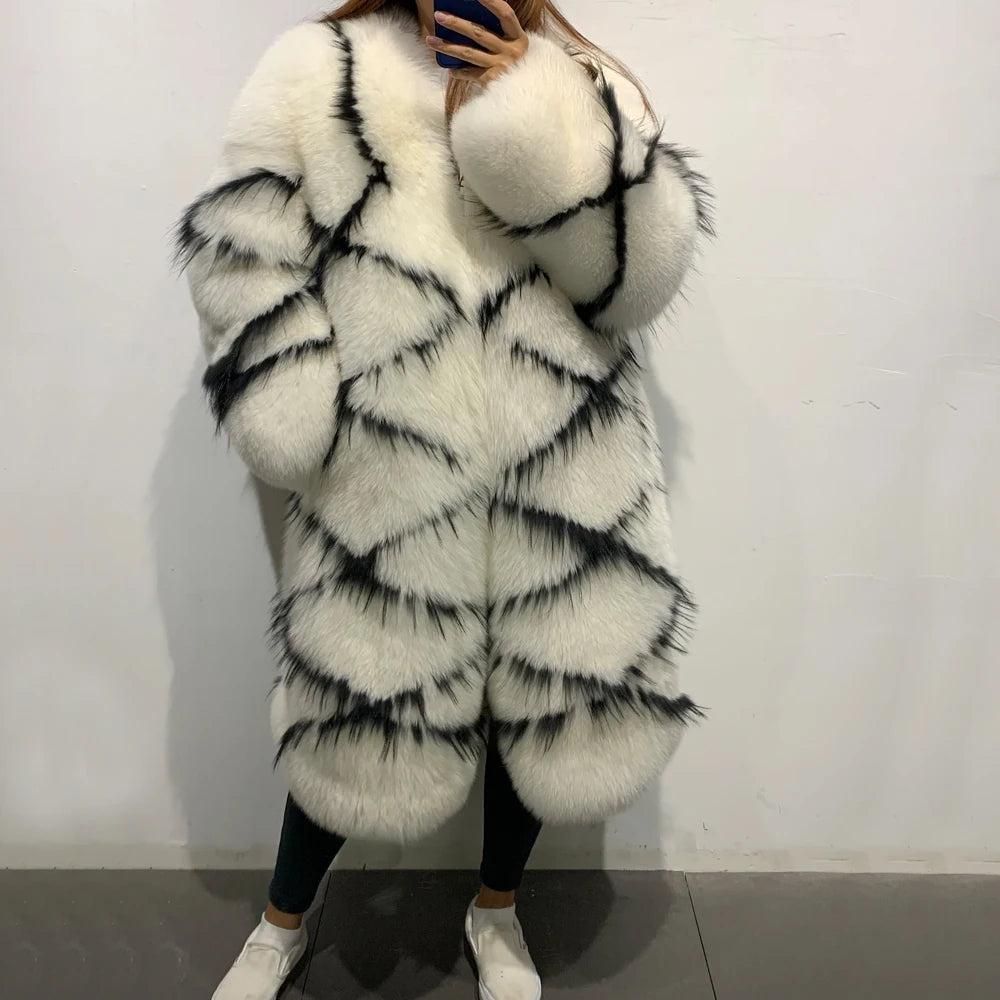 Black Spira Splash Long Real Fur Coats