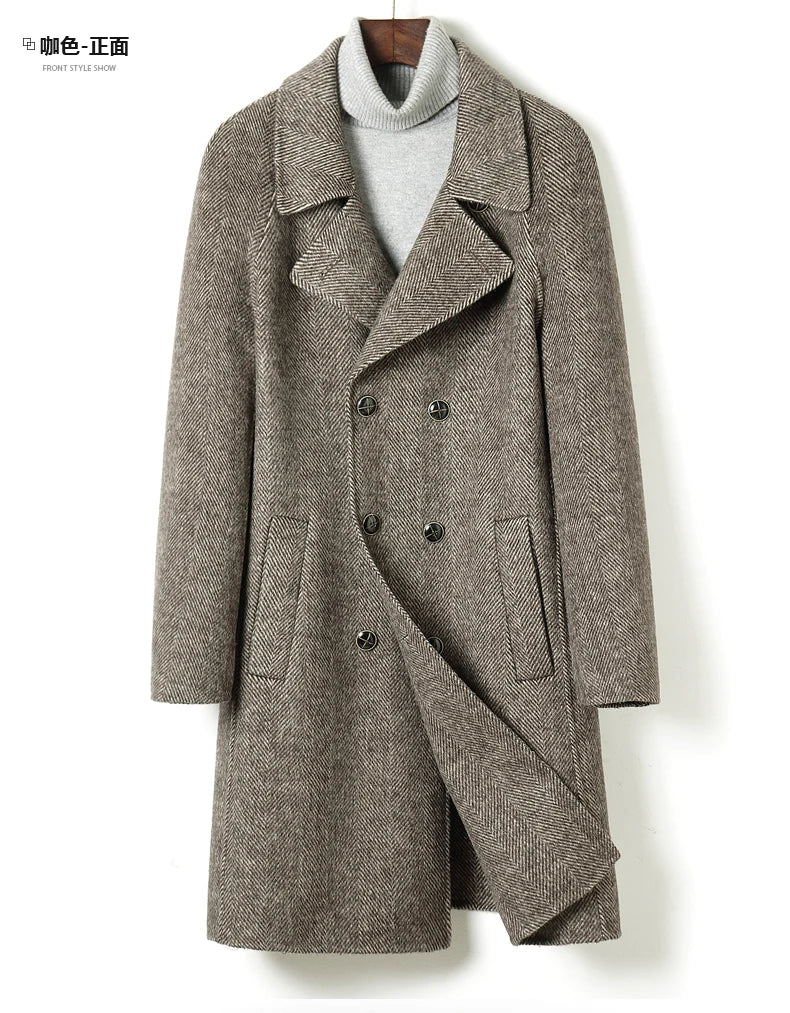 British Double-breasted Long Woolen Coats