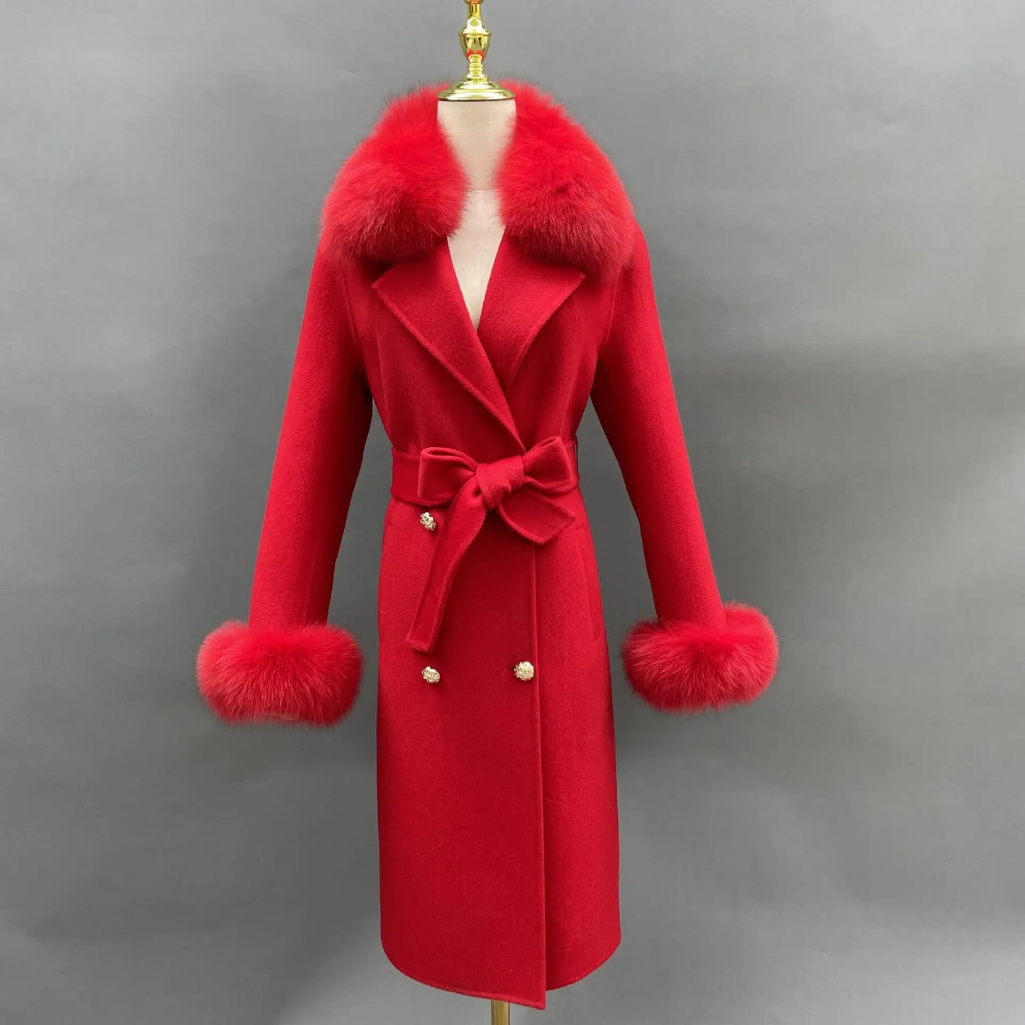 Fox Fur Detach Collar And Cuffs Wool Coats