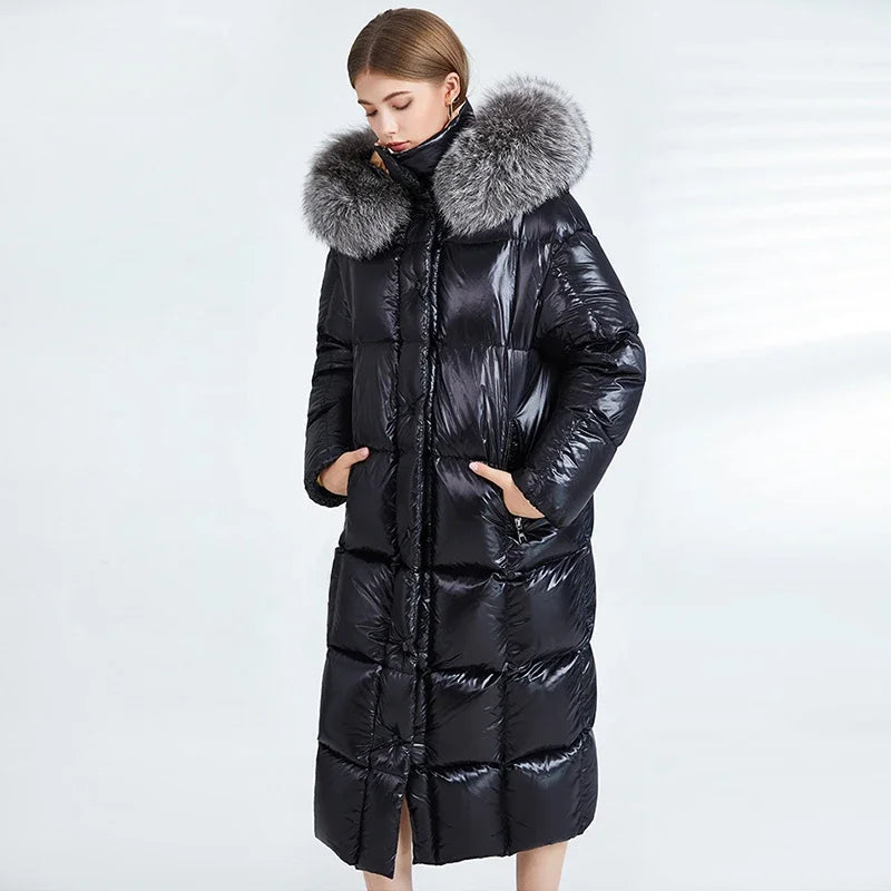 Waterproof X Long Duck Down Puffer Coats Real Fur Parka