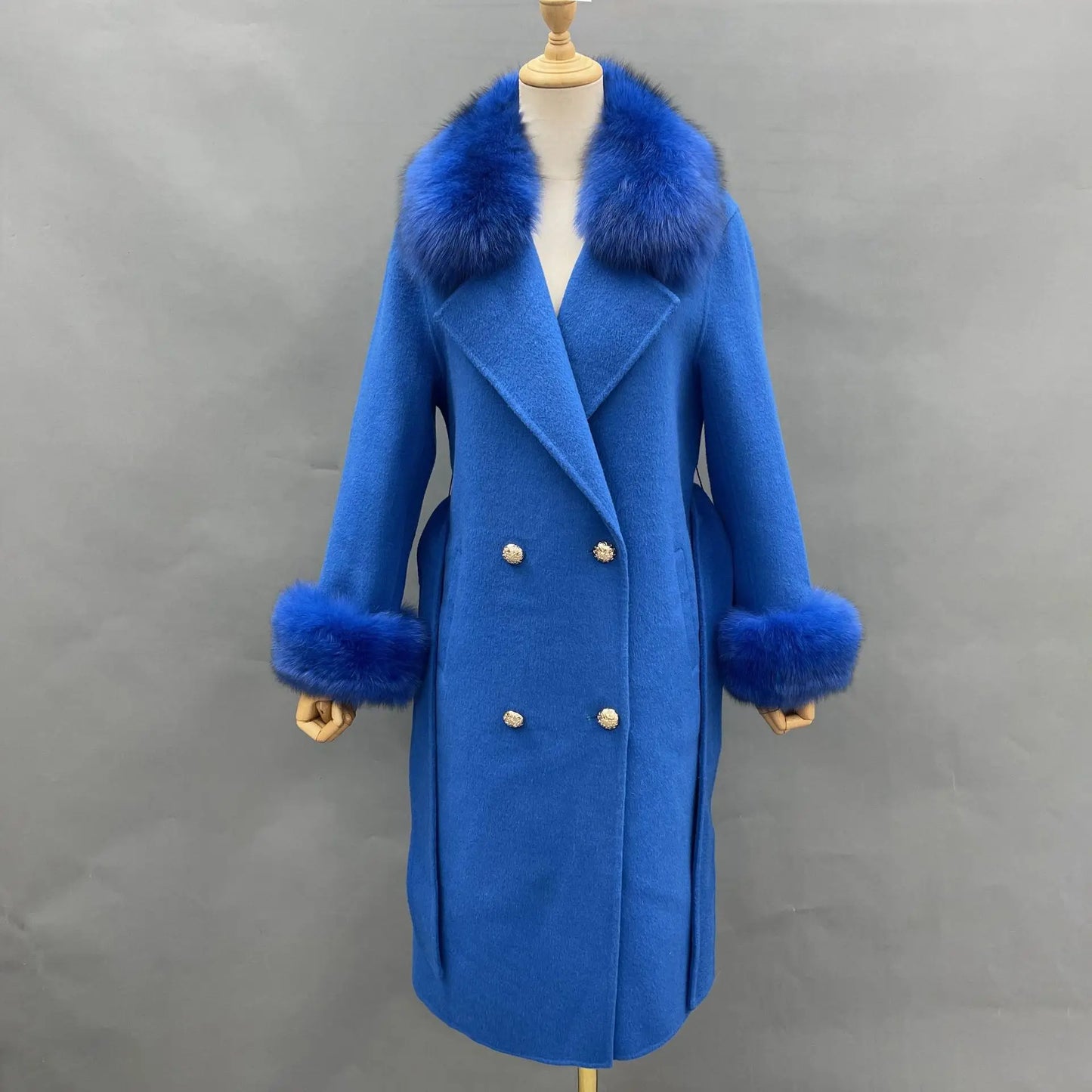 Fox Fur Detach Collar And Cuffs Wool Coats