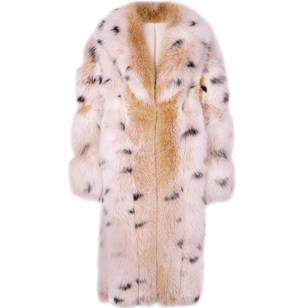 Luxury Polka Dot Long Real Fur Coats