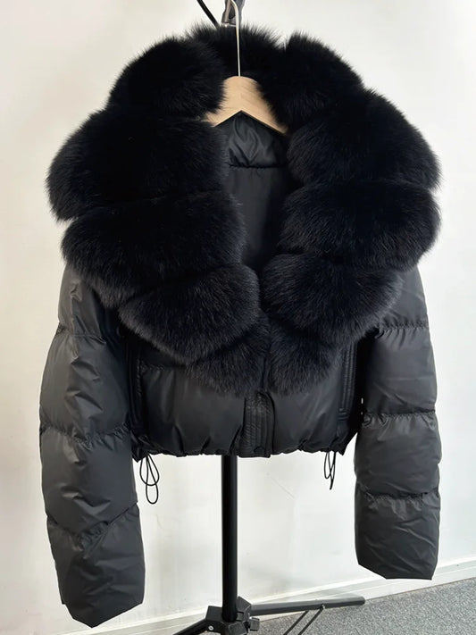 Real Fur Parkas Duck Down Short Puffer Jackets