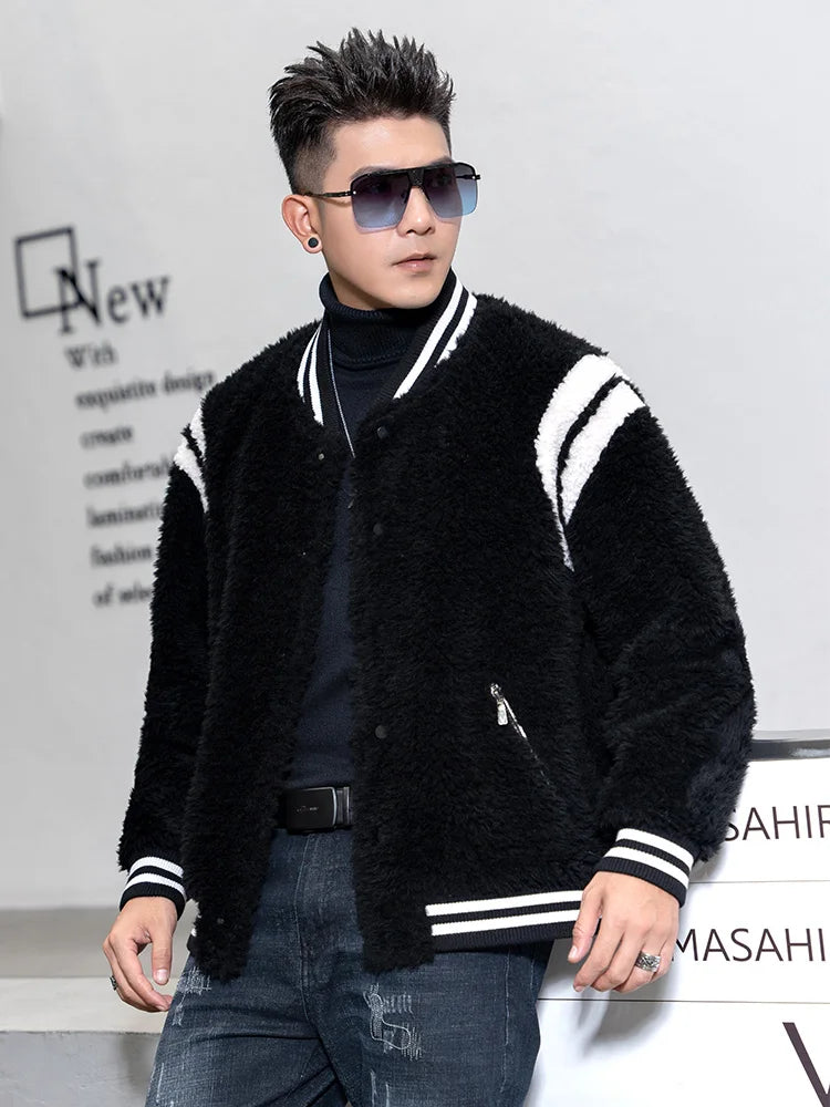 Cashmere Shearling Fur Baseball Wool Coats