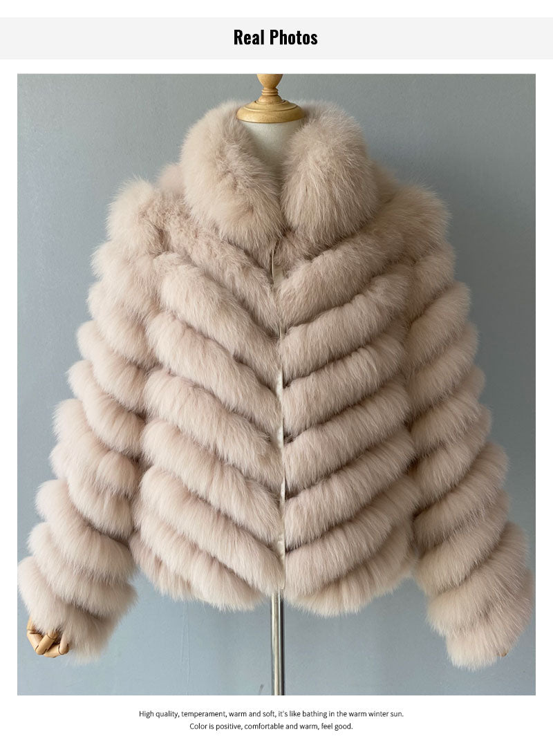 Reversible Knitted Real Fur Coats Silk Liner