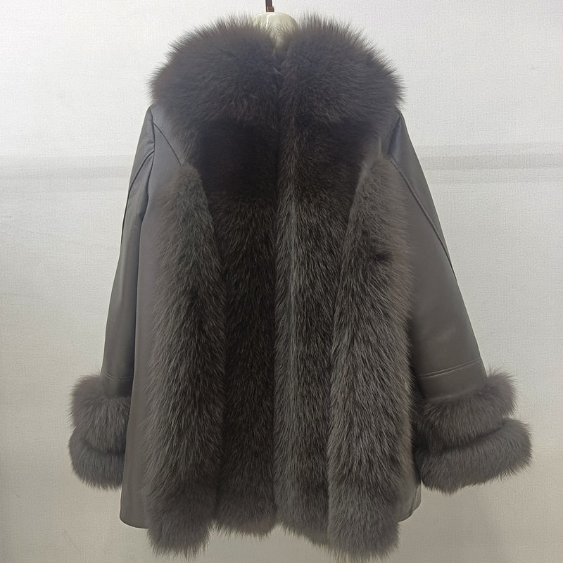 Genuine Leather Coats Real Fur Pattern