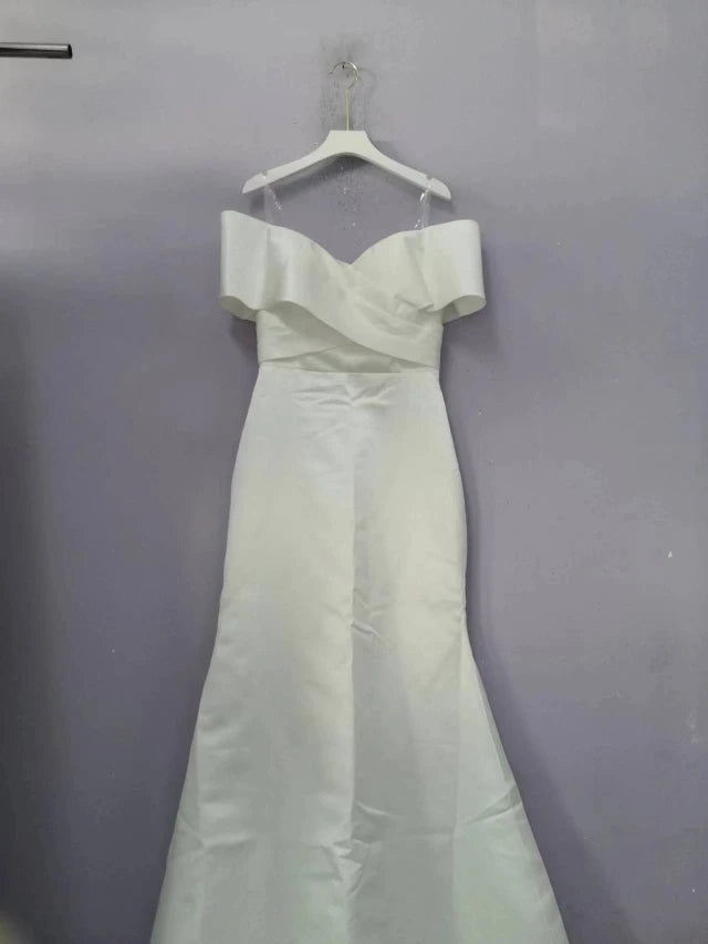 Satin Off the Shoulder Wedding Dress 2 In 1 Detachable