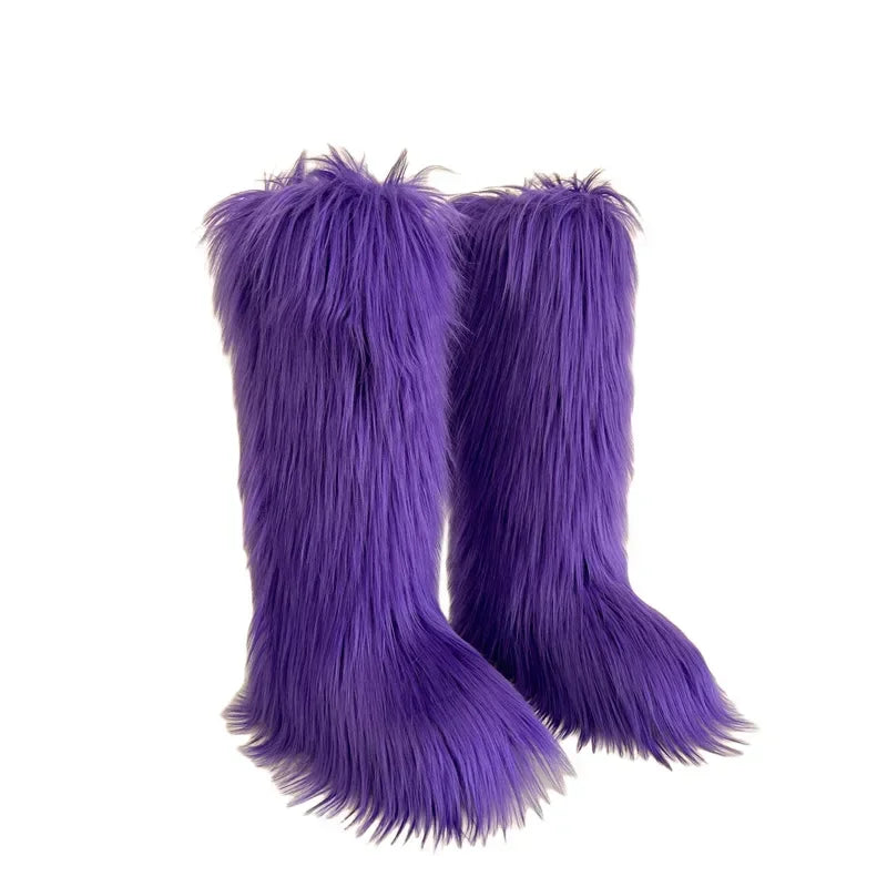 Faux Fur Knee High Snow Boots