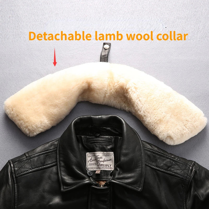 Genuine Leather Detachable Fur Collar AVIREX Jackets