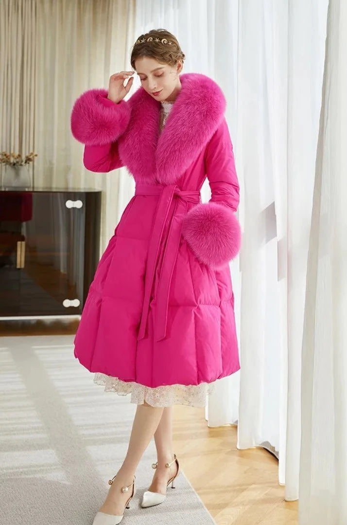 Luxury Duck Down Long Puffer Coats Real Fur