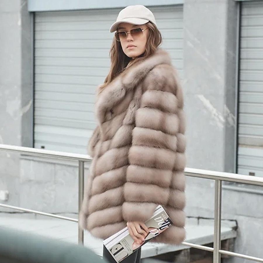 Luxury Pattern Real Fox Fur Coats