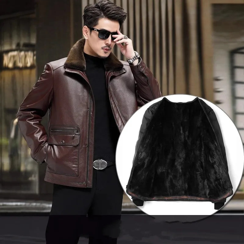 Genuine Leather Jackets Down or Mink Fur Lining