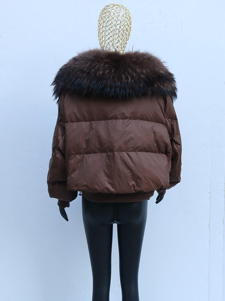 Real Fur Loose Duck Down Puffer Coats