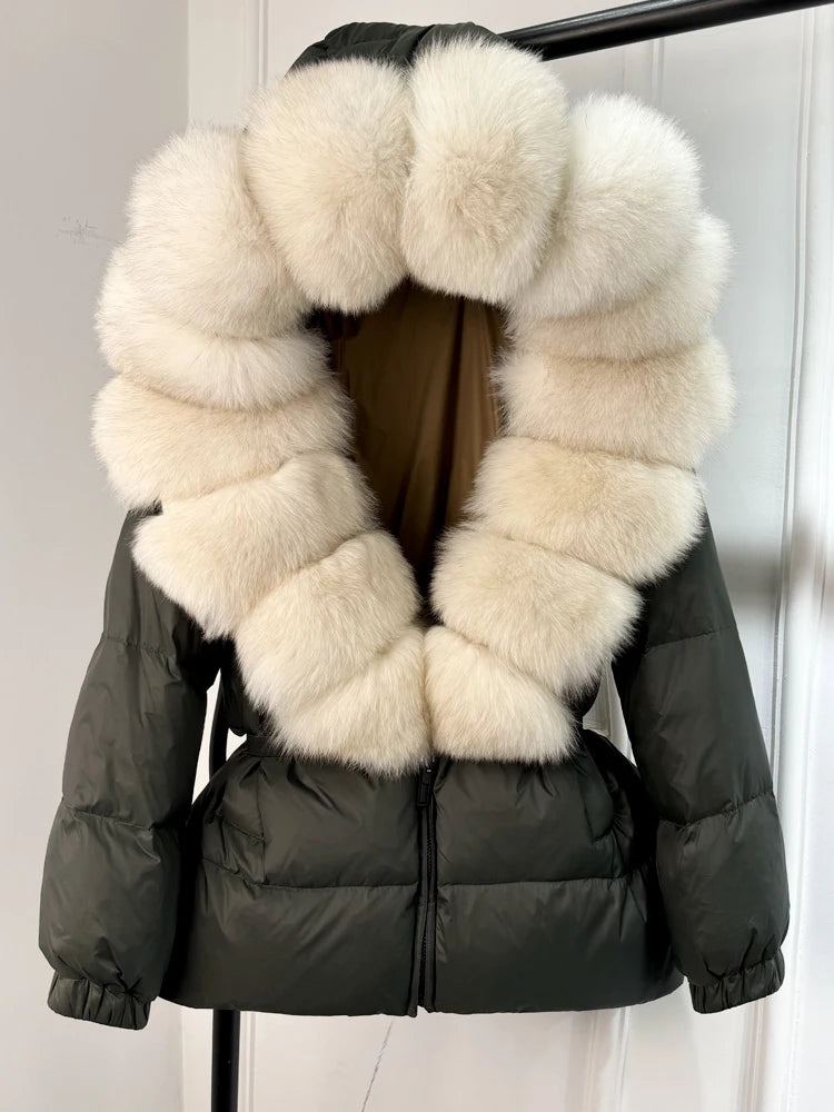 Real Fur Hooded Parkas Duck Down Puffer Jackets