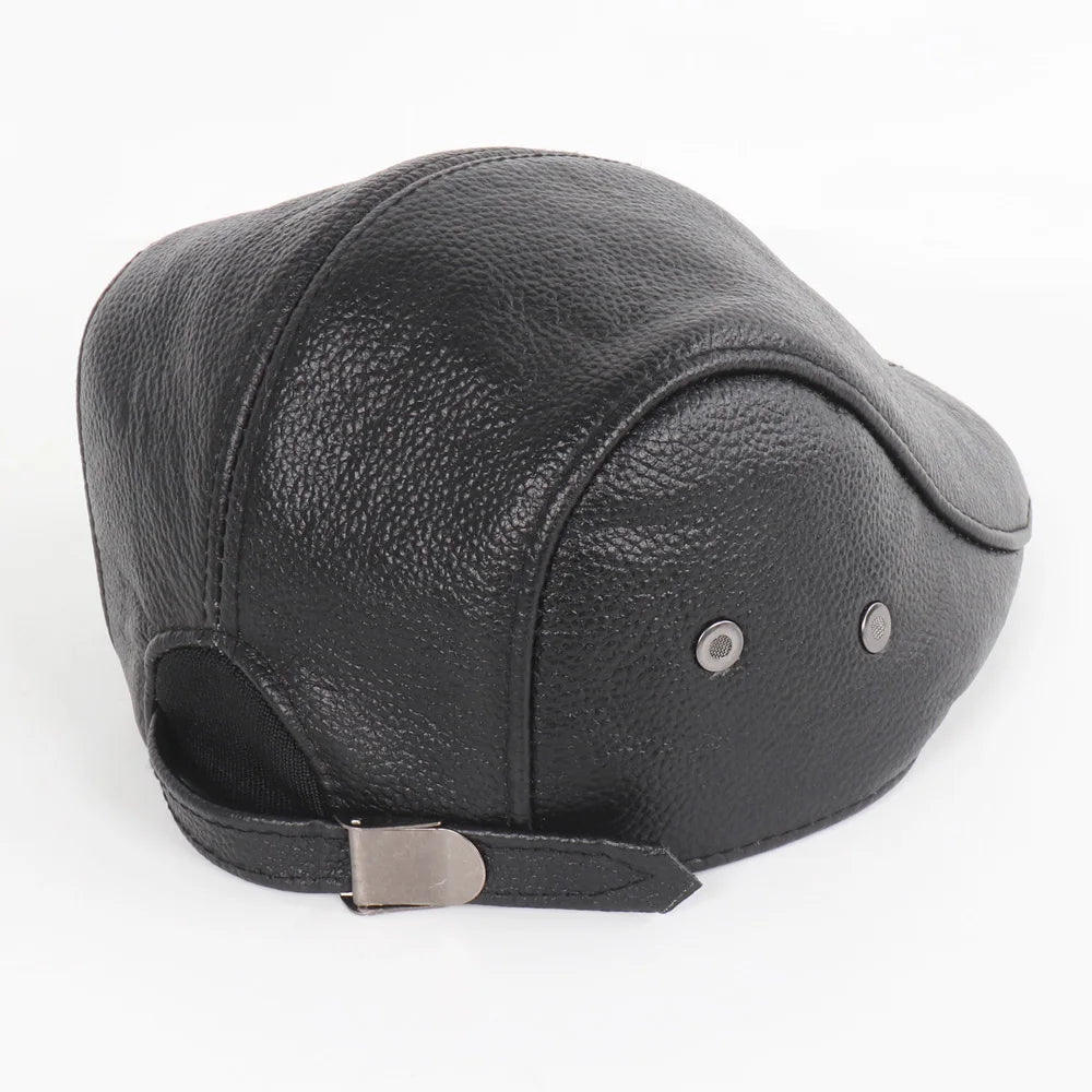 Classic Genuine Leather Cap Ear Protection