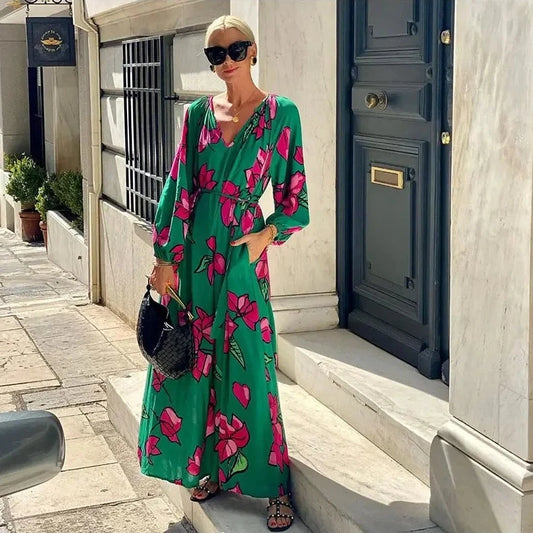 Loose Lantern Sleeved Boho Beach Lace Up Dresses