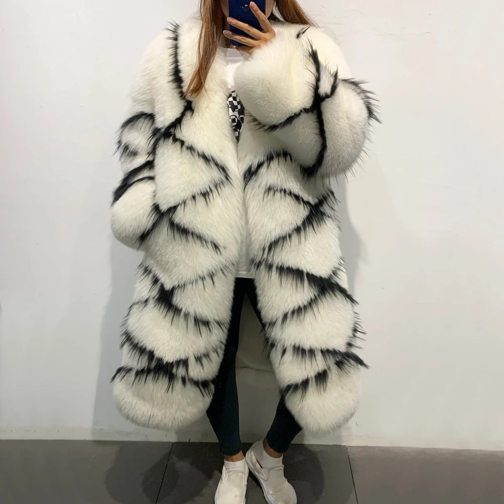 Black Spira Splash Long Real Fur Coats