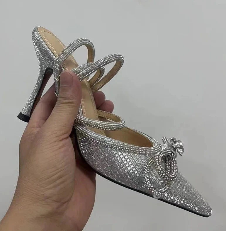 Crystal Ankle Strap Rhinestones Bowknot High Heels