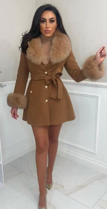 Cashmere Coats Real Fur Collar & Cuffs