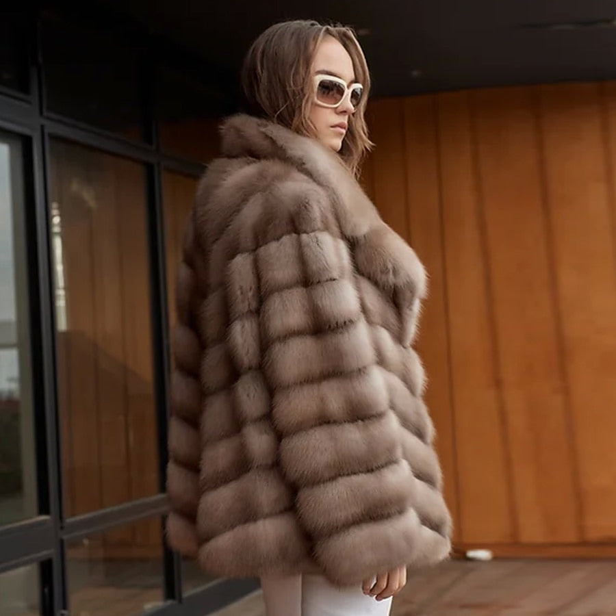 Luxury Pattern Real Fox Fur Coats