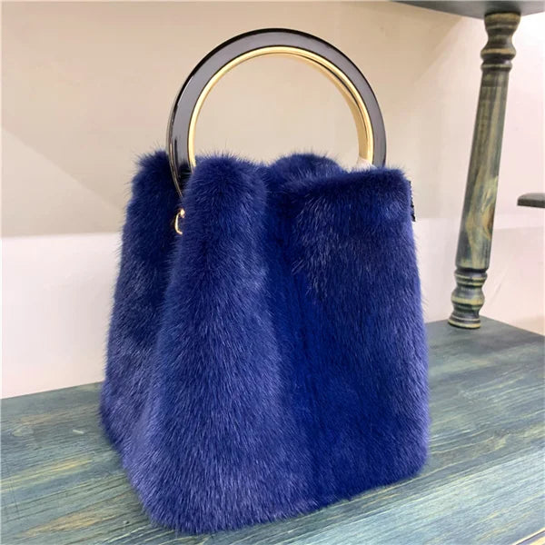 Luxury Real Mink Fur Handbag Purses