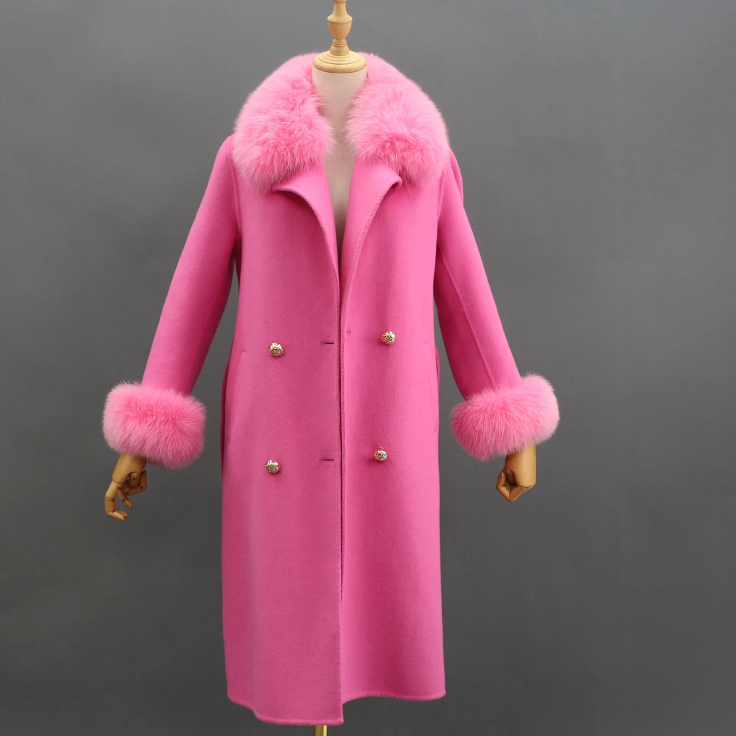 Fox Fur Detach Collar And Cuffs Wool Coats