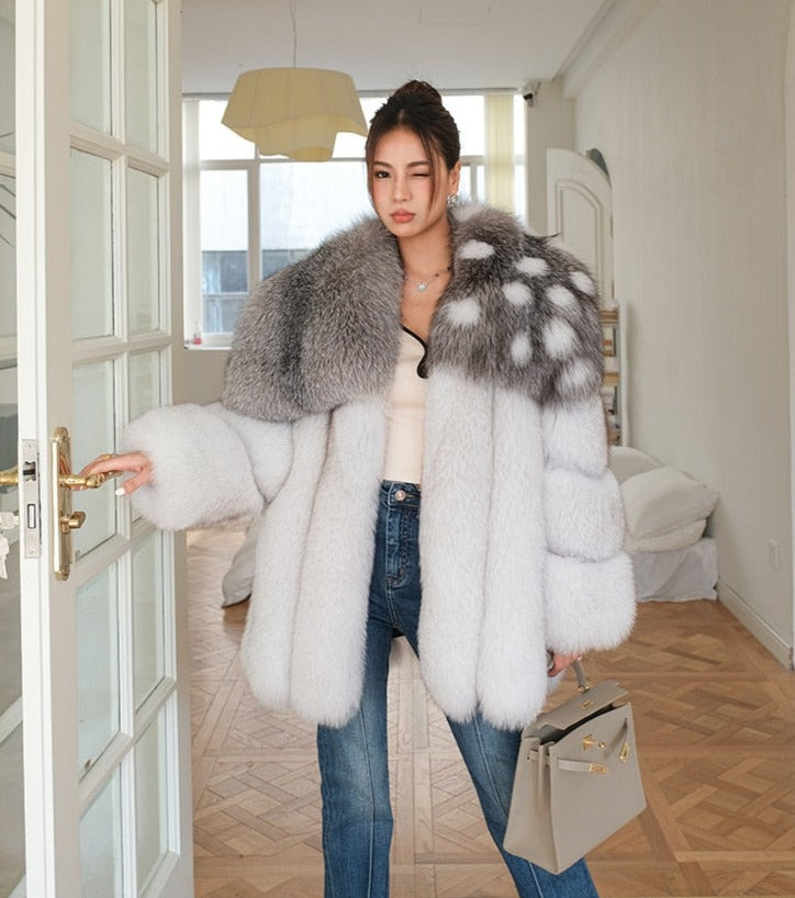 Luxury Full Pelt Real Fur Coat Big Fur Collar