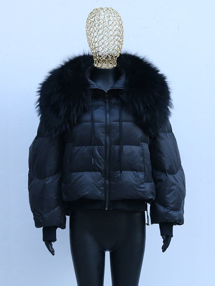 Real Fur Loose Duck Down Puffer Coats