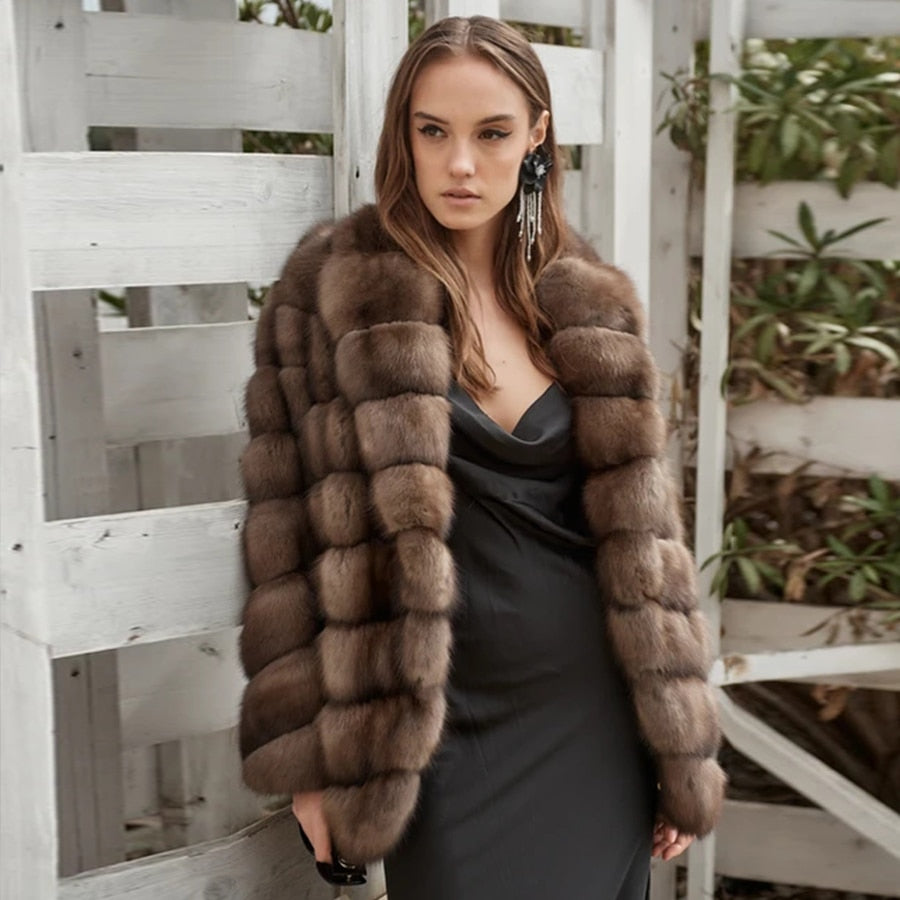 Luxury Pattern Real Fox Fur Coats