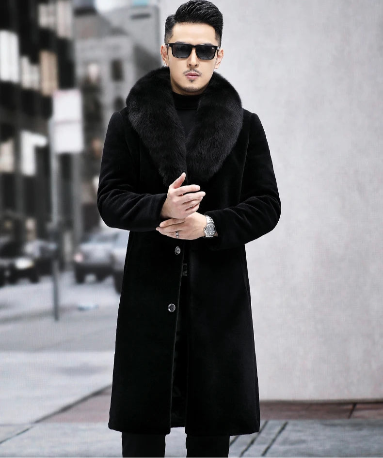 Big Fur Collar Long Down Wool Coats