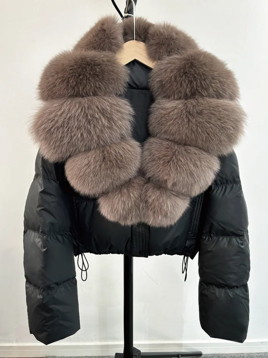 Real Fur Parkas Duck Down Short Puffer Jackets