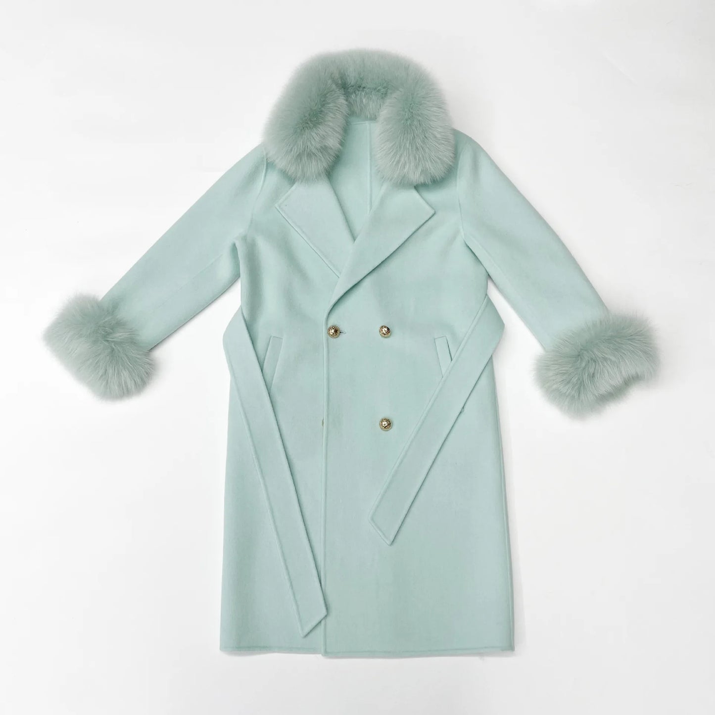 Fox Fur Detach Collar And Cuffs Wool Coats