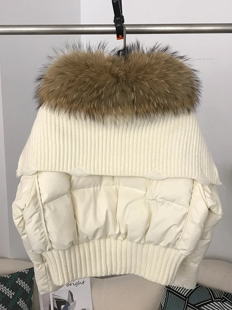 Real Fur Collar Duck Down Short Jackets