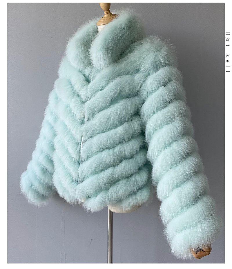 Reversible Knitted Real Fur Coats Silk Liner